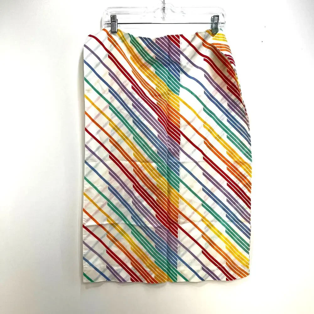 Vintage Rainbow Stripe Flat Bedsheet & Pillowcase Full Size Textile Supply